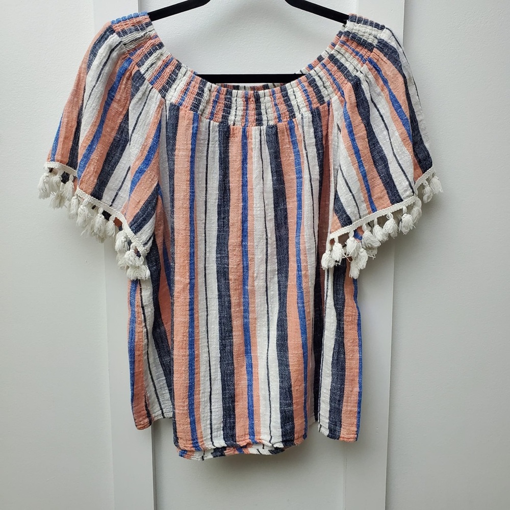 EST.1946 striped short sleeve‎ shirt size L